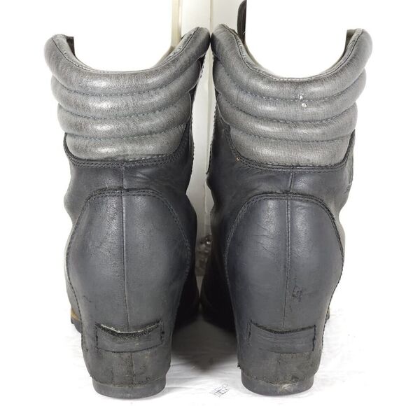 Sorel Women’s Conquest US 6 Black Leather Waterproof Wedge Ankle Winter Boots - Picture 9 of 16